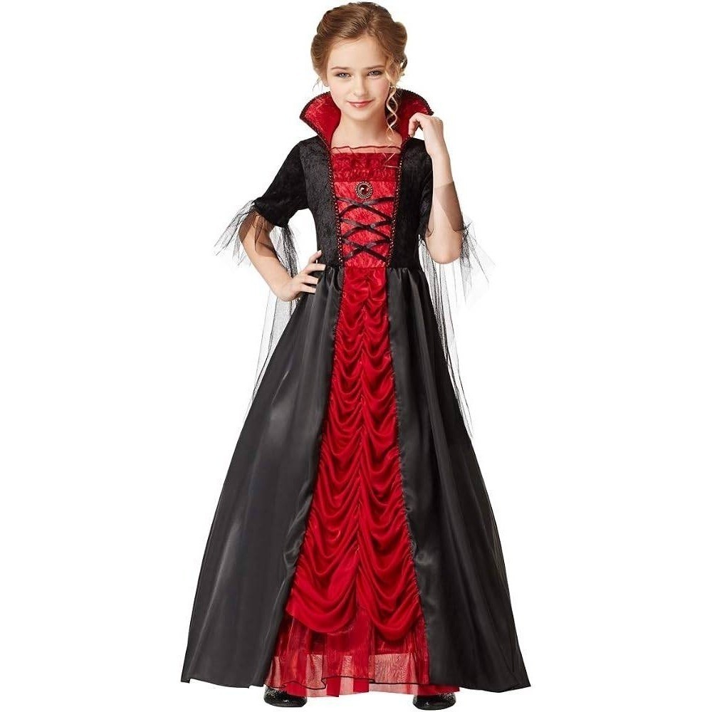 Spirit Halloween NWT Victorian Vampiress Costume Kids Black Red Goth Dress 7-10